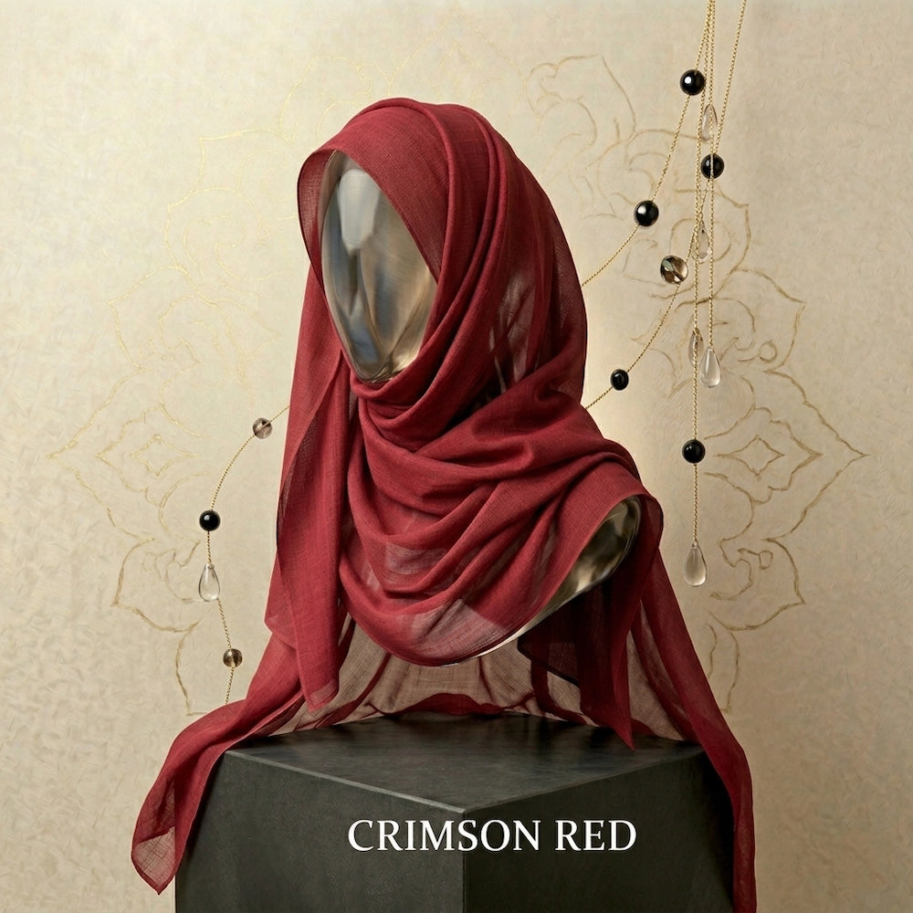 Crimson red modal lawn hijab XL size soft breathable textured hijab Pakistan