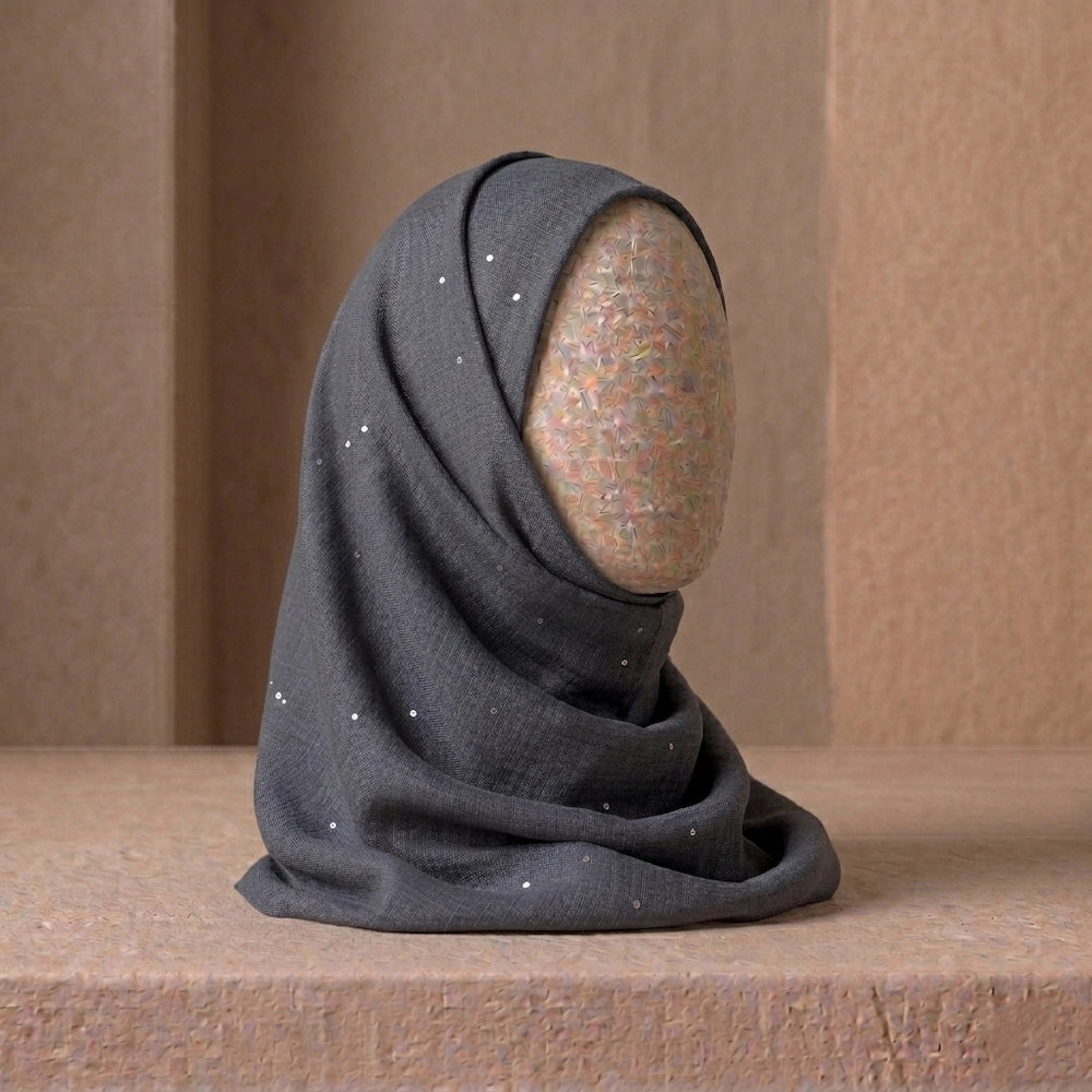 grey sequin lawn hijab elegant minimalist modest scarf