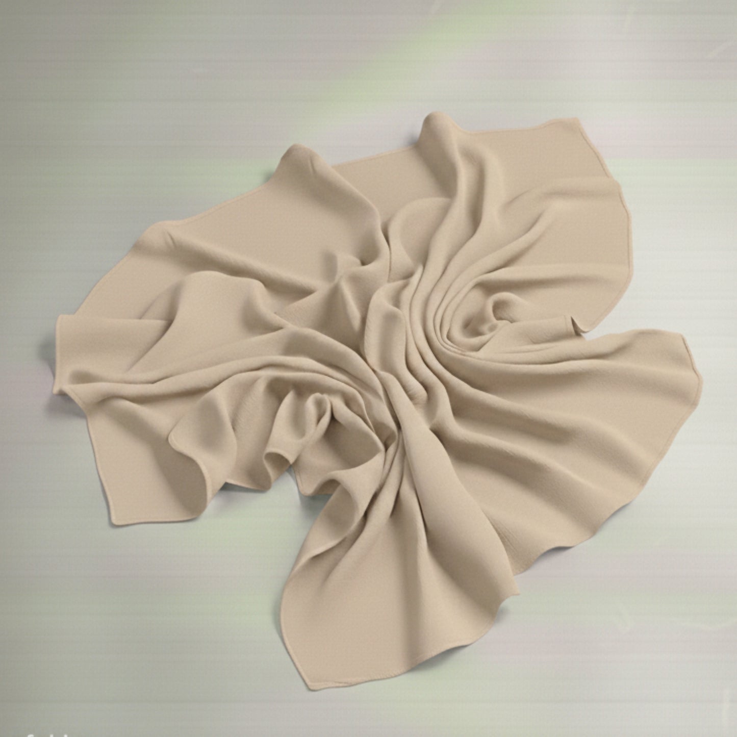 Sand georgette hijab fabric laid flat showcasing airy folds