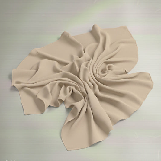 Sand georgette hijab fabric laid flat showcasing airy folds