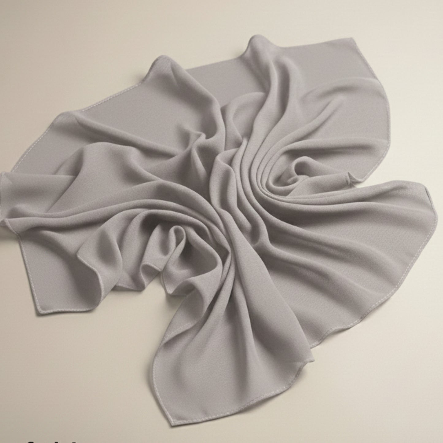 Slate gray georgette hijab fabric laid flat showcasing airy drape