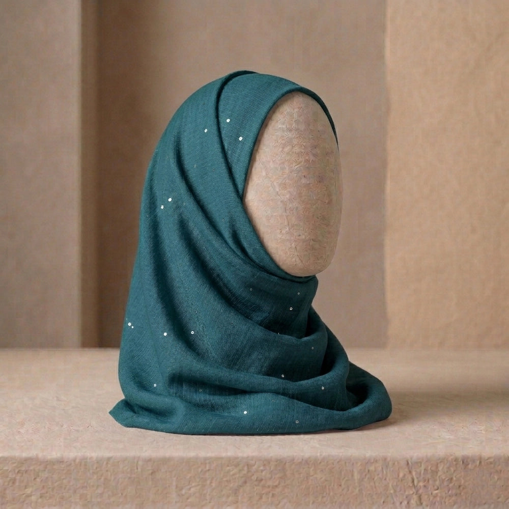 zinc grey lawn hijab with subtle sequin shimmer elegant modest scarf