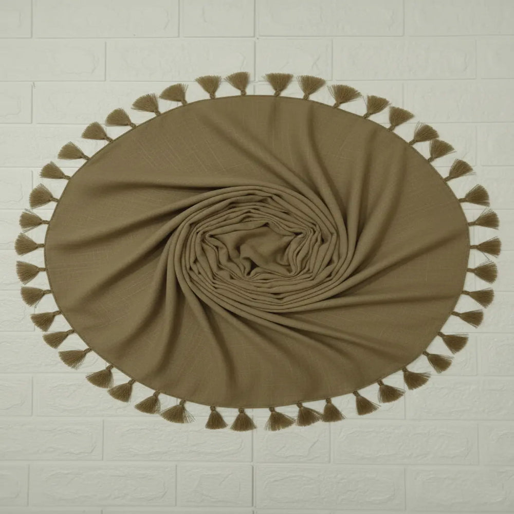 Olive brown lawn tassels hijab lightweight breathable modest scarf with tassel edges Graceful Layers