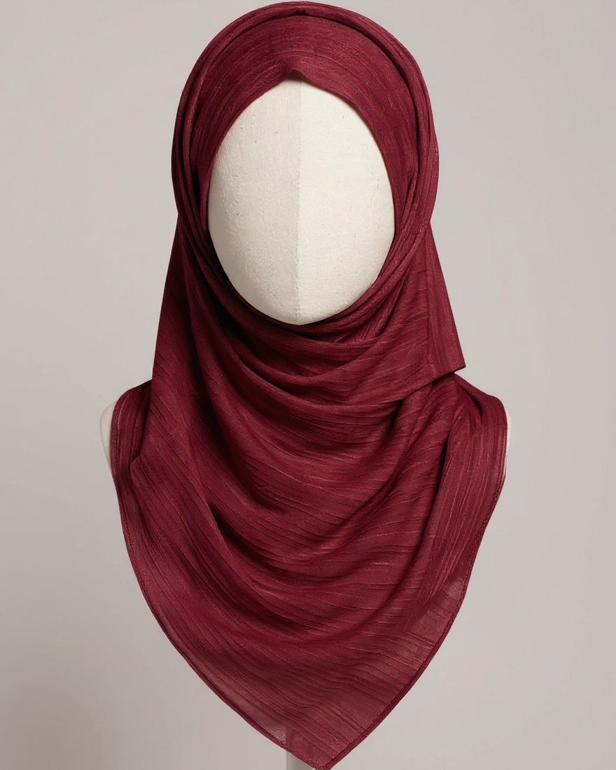 Burgundy red matte silk hijab with soft matte finish