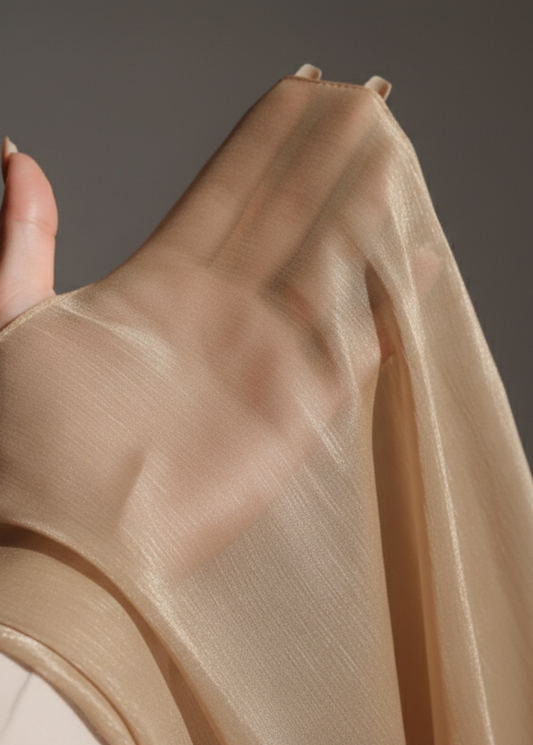 Champagne beige organza hijab lightweight flowy