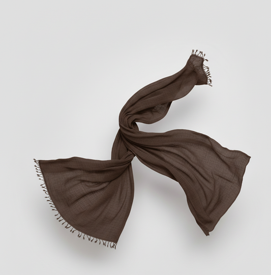 Cocoa Glow Crimps Hijab – Warm Brown Textured Hijab