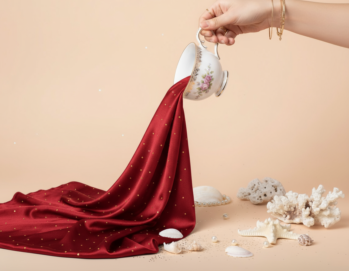 Deep Red- Rhinestones Silk