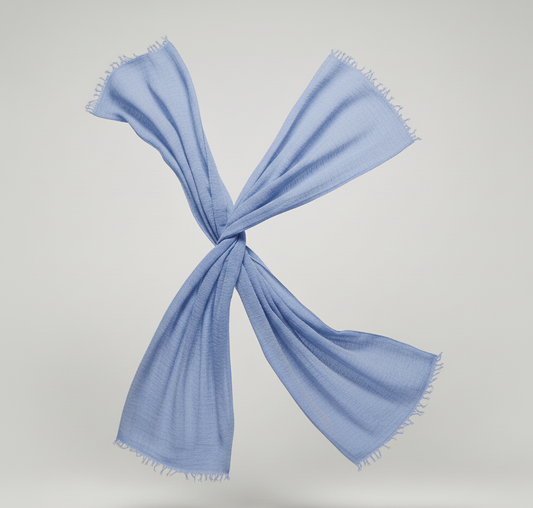 Icy Blue Crimps Hijab – Soft Sky Blue Crinkle Hijab