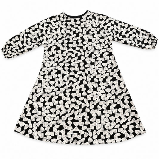 Black and White Graphic Print Kids Abaya