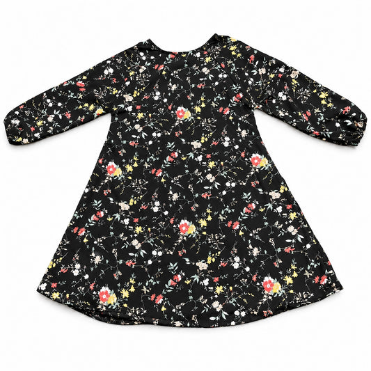 Black Multicolor Floral Print Kids Abaya