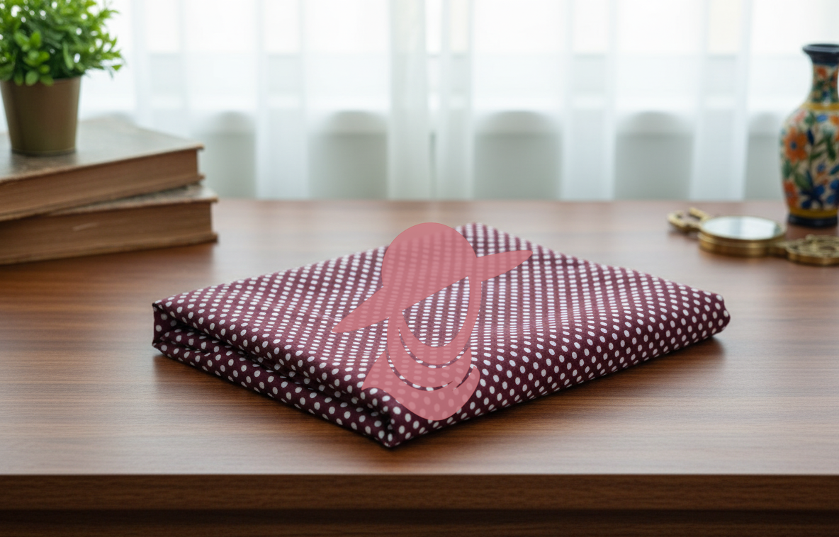 One-Piece Prayer Dress with Sleeves - Maroon Polka Dots (Age 7-12 Years)