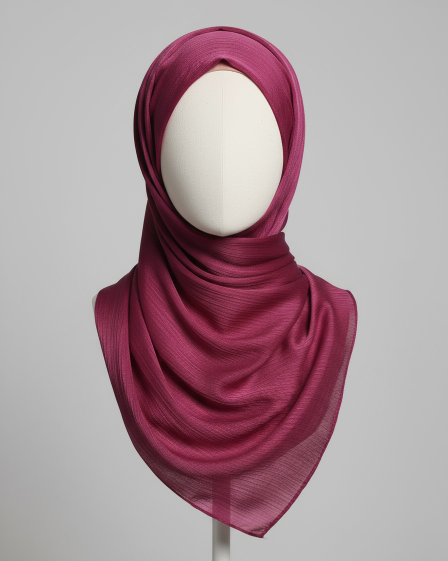 Metallic pink matte silk hijab with soft matte finish and elegant drape