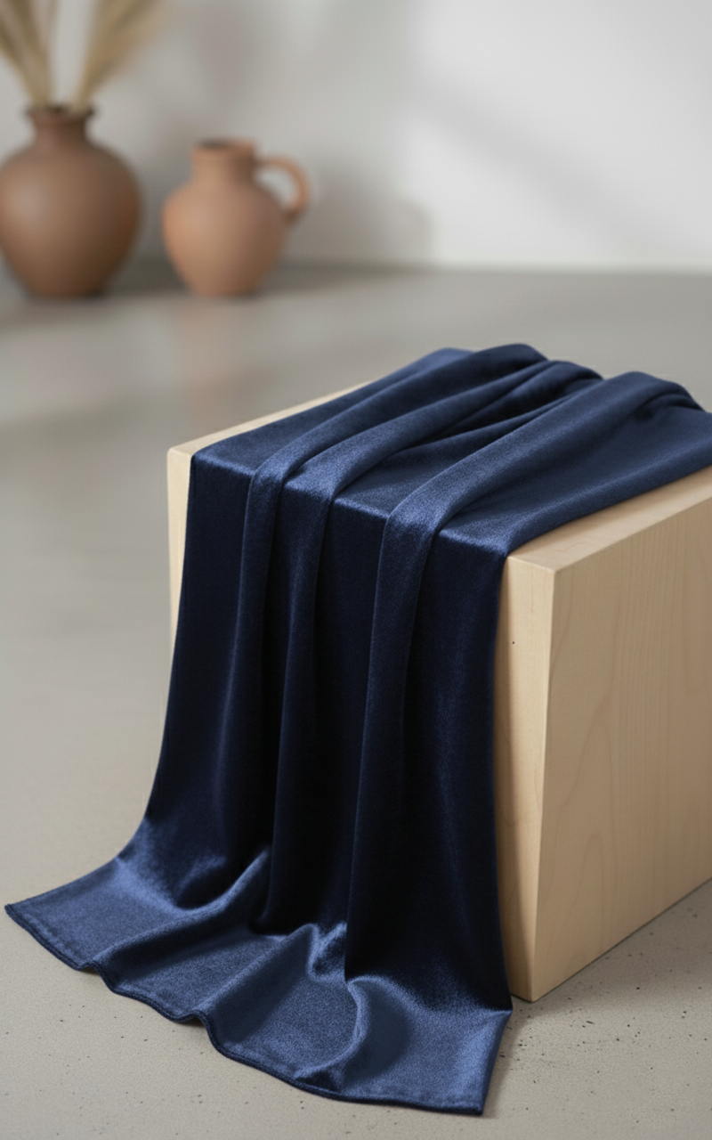 Midnight Sky Silk Textured Hijab â Navy Blue đ