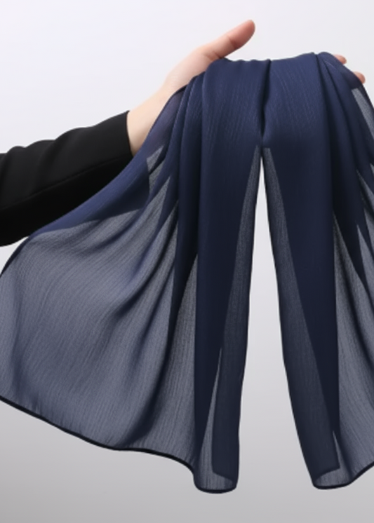 Navy Blue Organza Silk Hijab – Soft, Elegant, Premium Silk