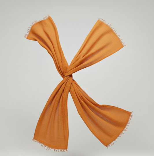 Orange Mustard Crimps Hijab – Warm Earth Tone Textured Hijab