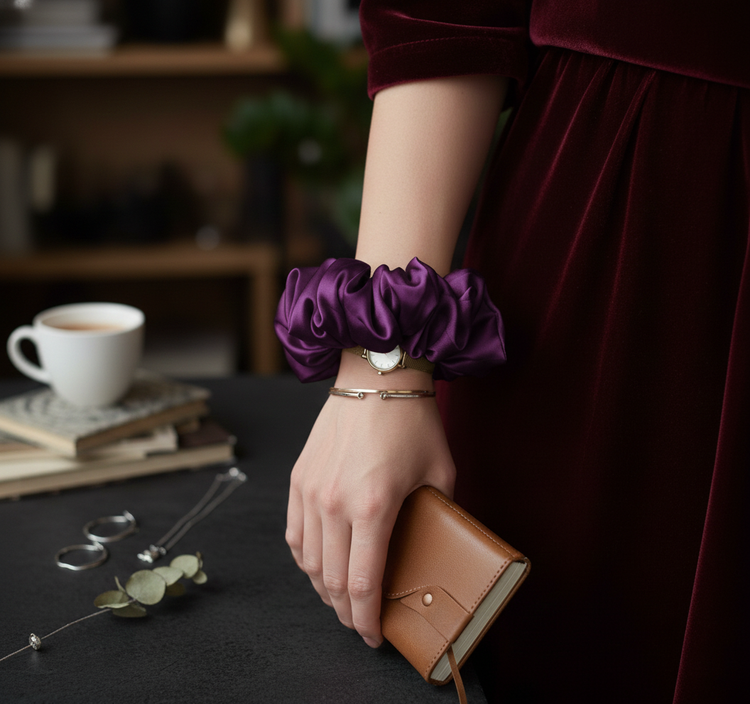 Graceful Silk Scrunchies - Purple