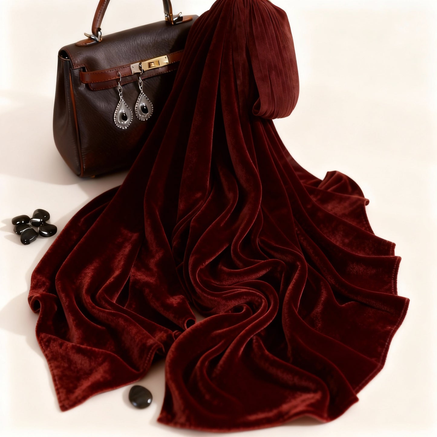 Scarlet Aura Silk Textured Hijab – Red / Maroon