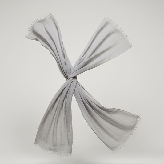 Smokey Pearl Crimps Hijab – Elegant Grey Textured Hijab