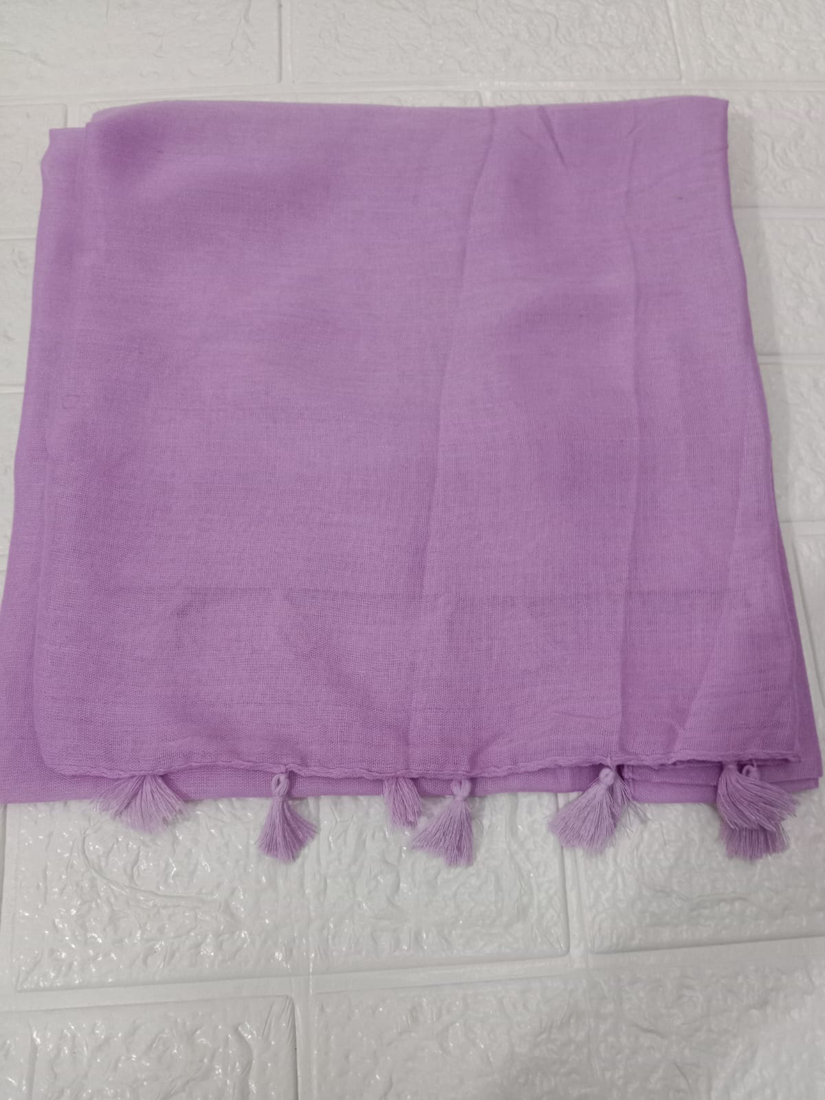 Lavender lawn tassels hijab lightweight breathable modest scarf with tassel edges Graceful Layers