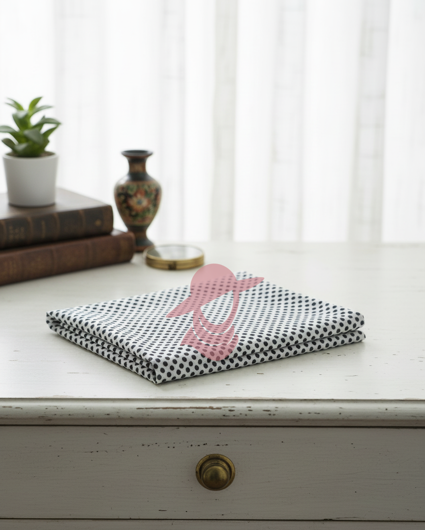 One-Piece Prayer Dress with Sleeves - White Polka Dots (Age 7-12 Years)