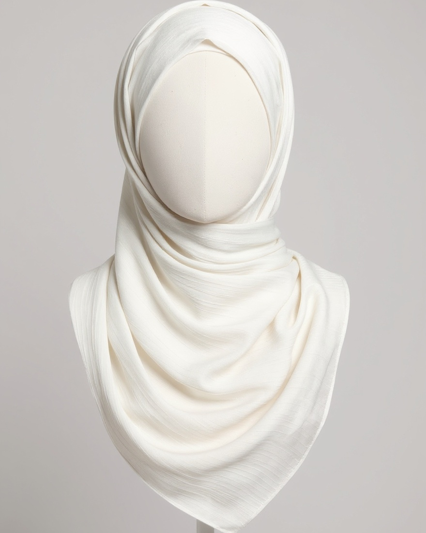 White matte silk hijab with soft matte finish