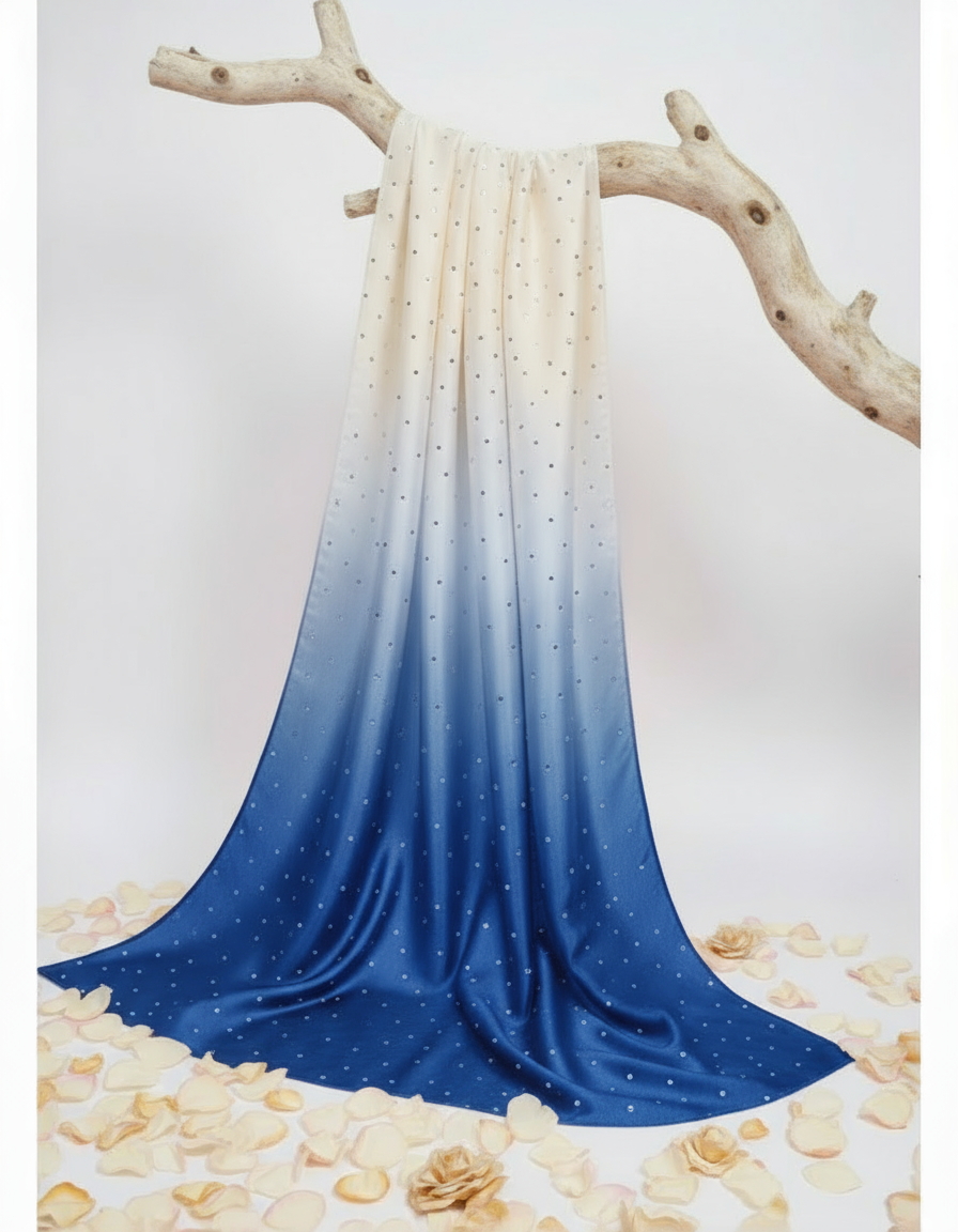 Three Tone Ocean Blue - Silk Ombre Rhinestones