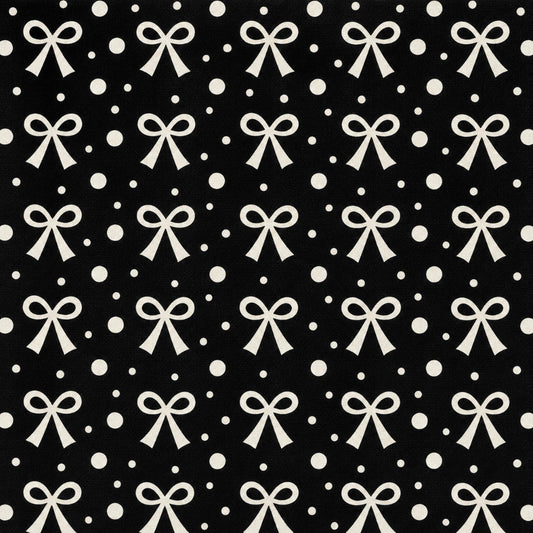 Black and white bow print women’s Namaz chaddar with attached veil and elastic sleeves