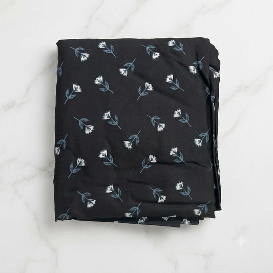 Black Blue Floral Kids Namaz Chaddar – Modest Prayer Dress for Girls