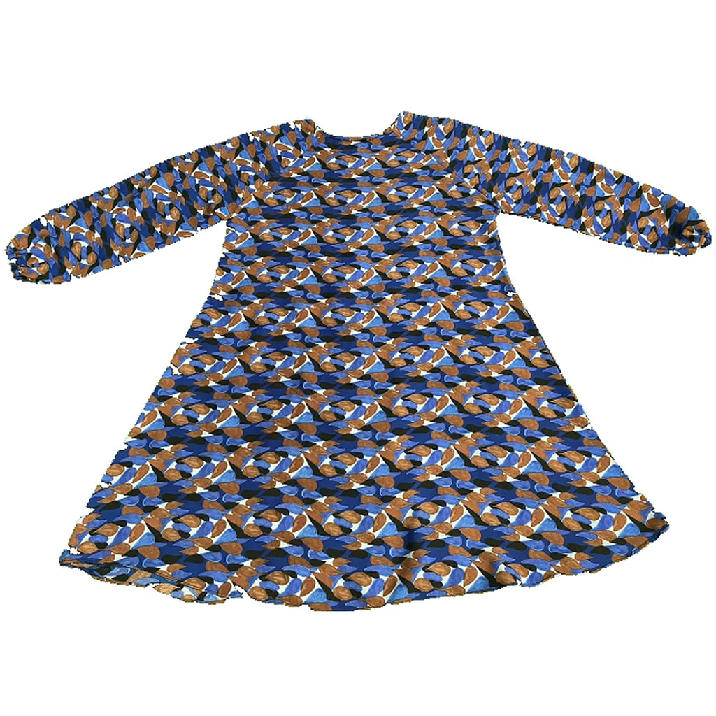 Blue Abstract Mosaic Print Kids Abaya