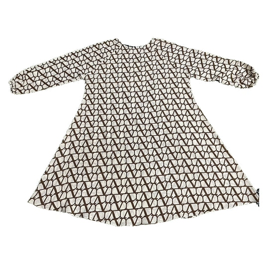 Beige and Brown Geometric Lattice Kids Abaya