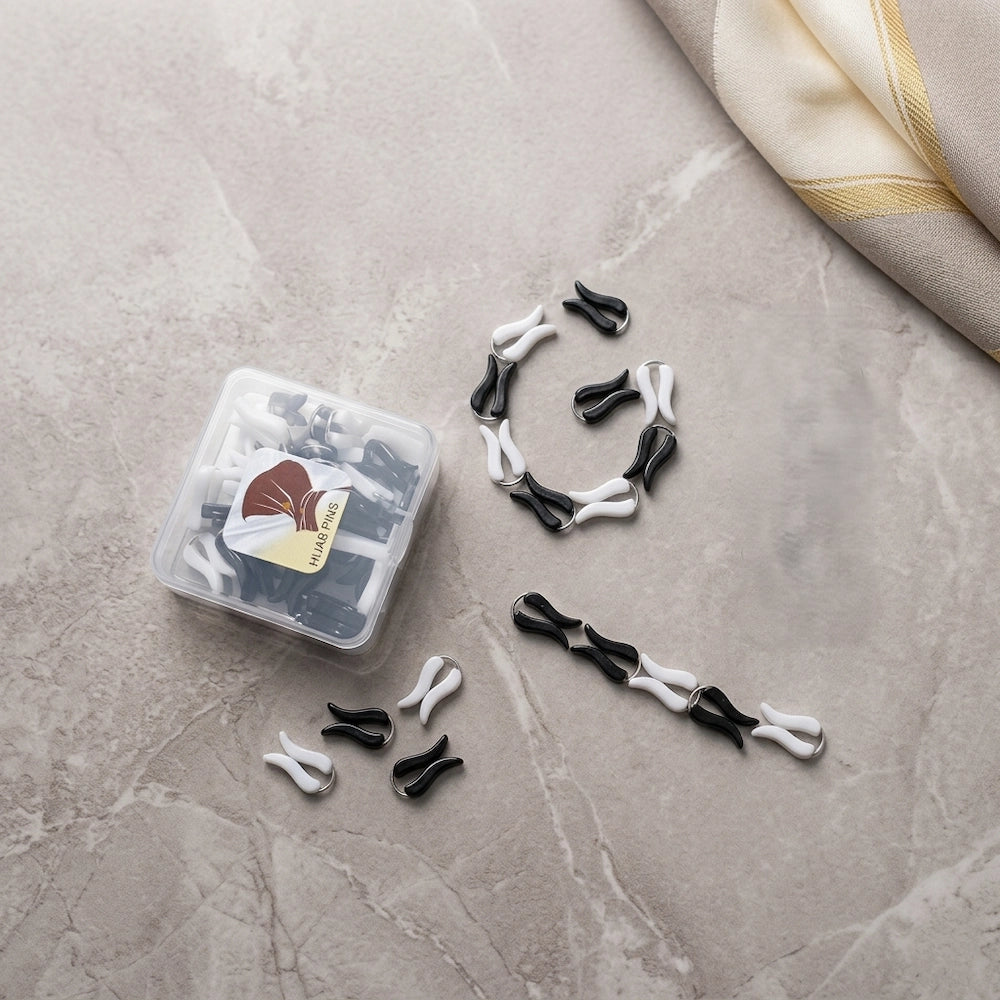 no snag butterfly hijab pins matte black white strong grip pack of 10 pakistan