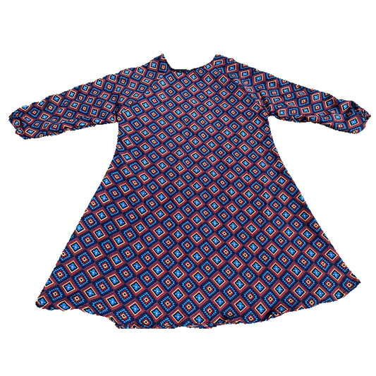 Blue Diamond Geometric Print Kids Abaya