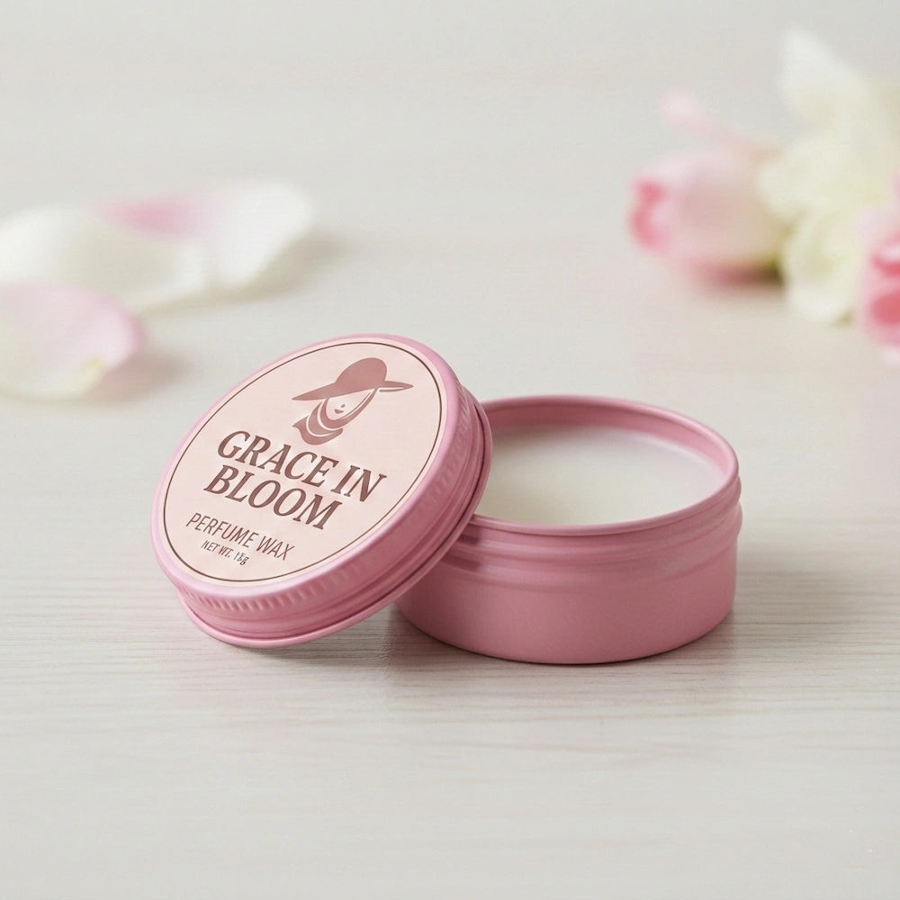 Grace in Bloom perfume wax tin pink 15g travel-friendly