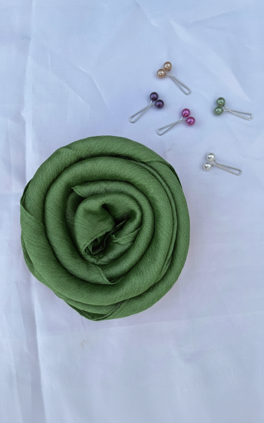 Crinkle Silk Hijab - Green | Fresh & Lightweight