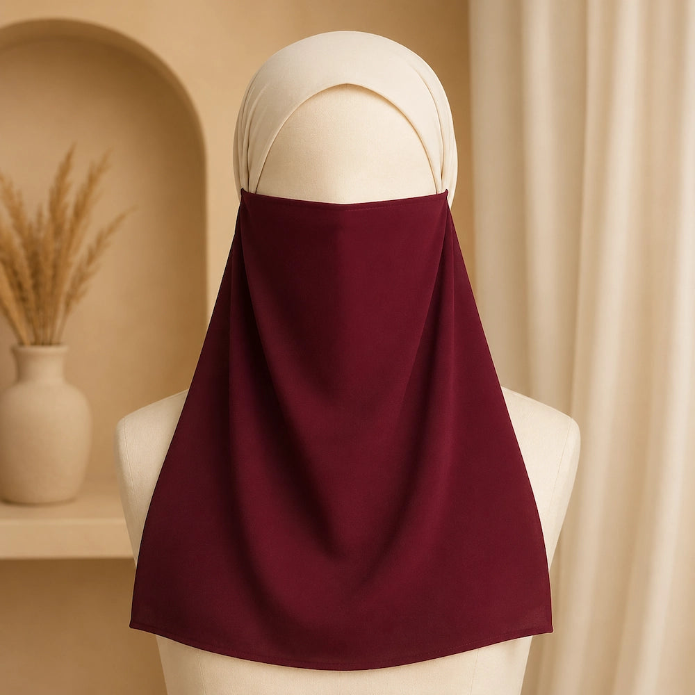Maroon georgette tie back single niqaab