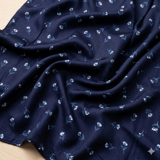 Navy Blue Floral Kids Namaz Chaddar – Prayer Dress For Girls
