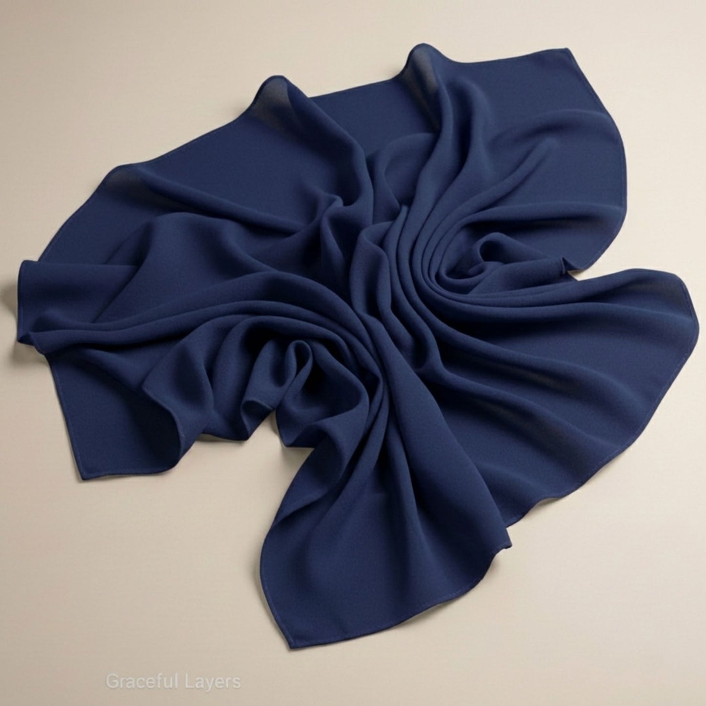 Navy georgette hijab – lightweight soft modest hijab by Graceful Layers