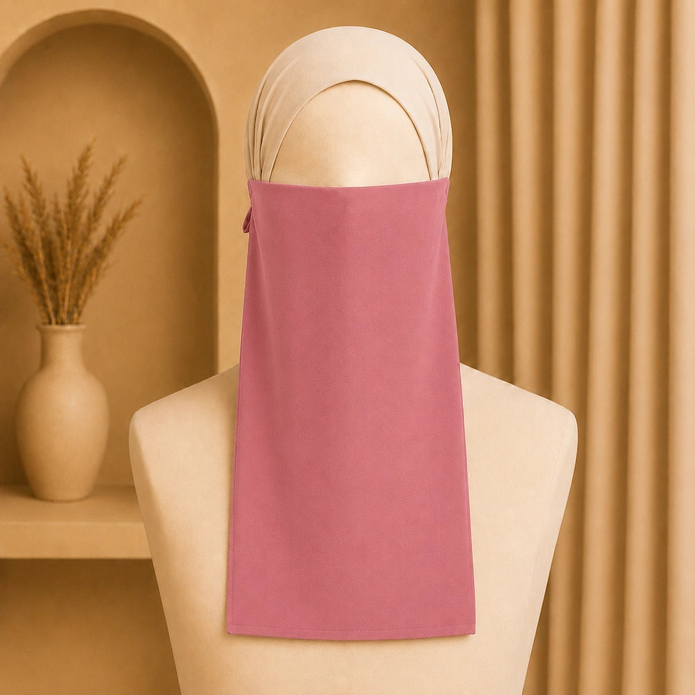 Dusty pink premium georgette tie back single niqaab lightweight face veil