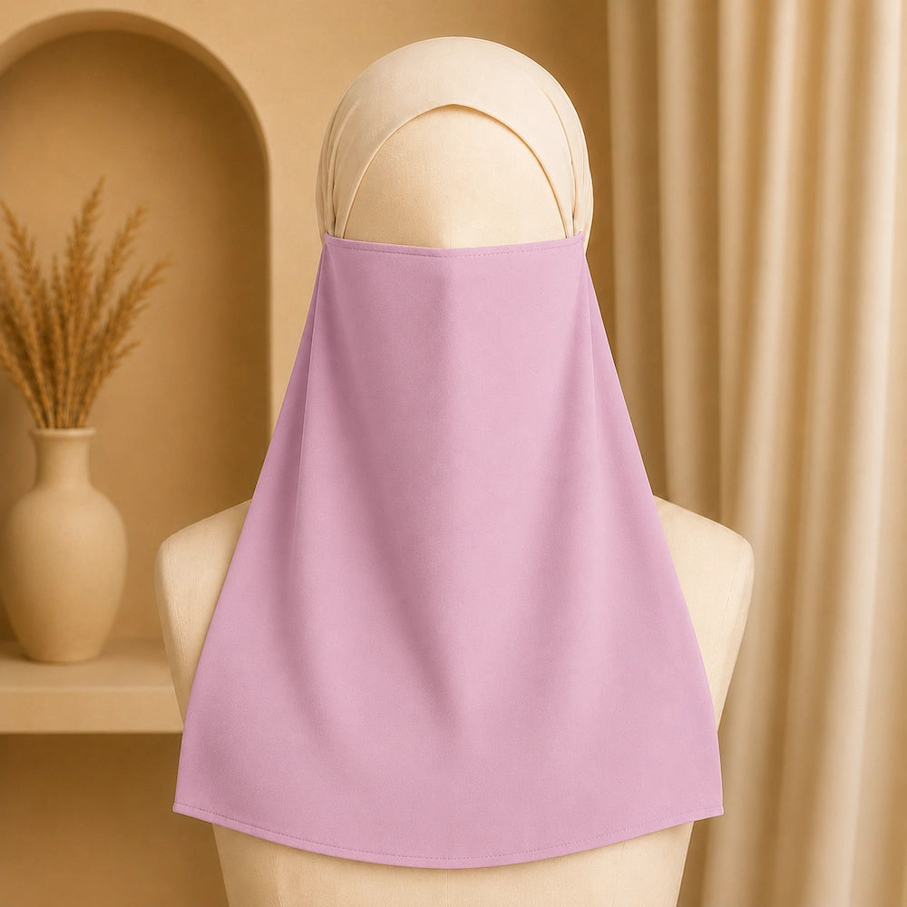 Mauve pink premium georgette tie back single niqaab
