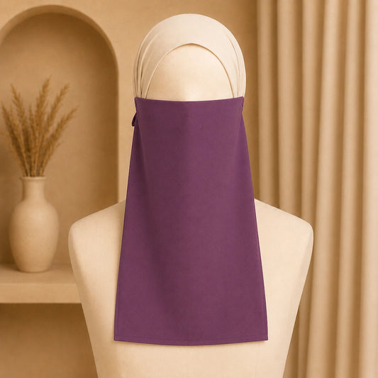 Plum purple premium georgette tie back single niqaab modest face veil
