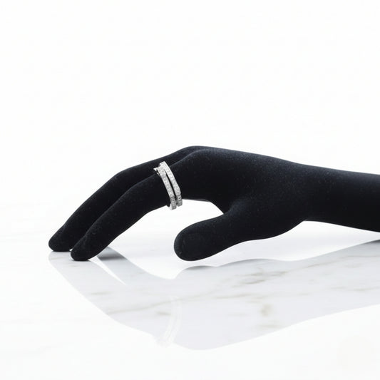 GL Luxe Double Bar Pavé Silver Ring | Modern Minimalist Statement Ring