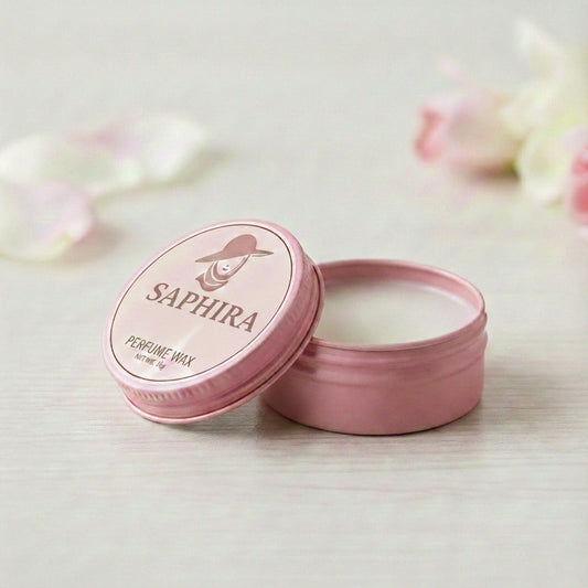 Saphira perfume wax tin pink 15g travel-friendly