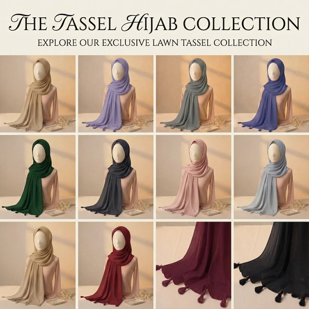 lawn tassel hijab in different colors by graceful layer