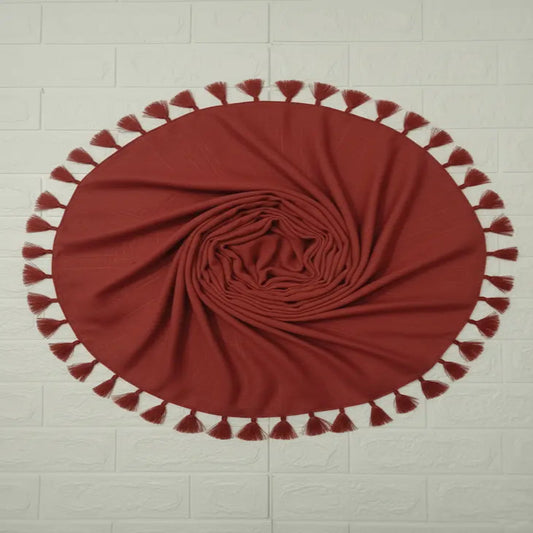 Terracotta lawn tassels hijab lightweight breathable modest scarf with tassel edges Graceful Layers
