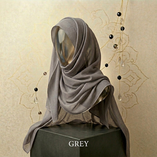 Silver gray modal lawn hijab XL size soft breathable textured hijab Pakistan

