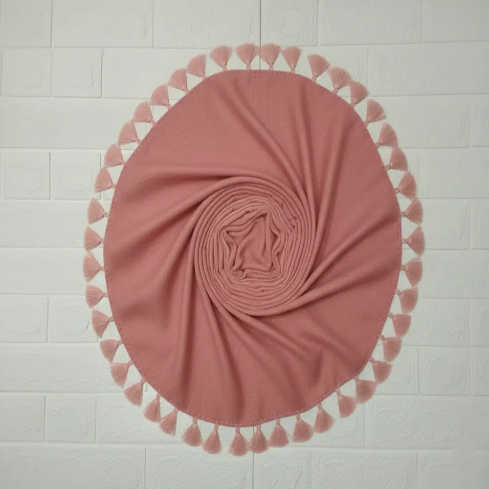 Ice pink lawn tassels hijab lightweight breathable modest scarf with tassel edges Graceful Layers
