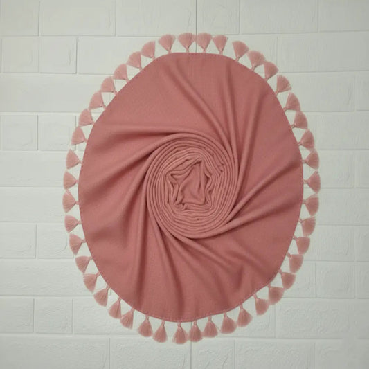 Ice pink lawn tassels hijab lightweight breathable modest scarf with tassel edges Graceful Layers
