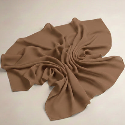 Spicy coffee georgette hijab fabric flat lay highlighting smooth texture
