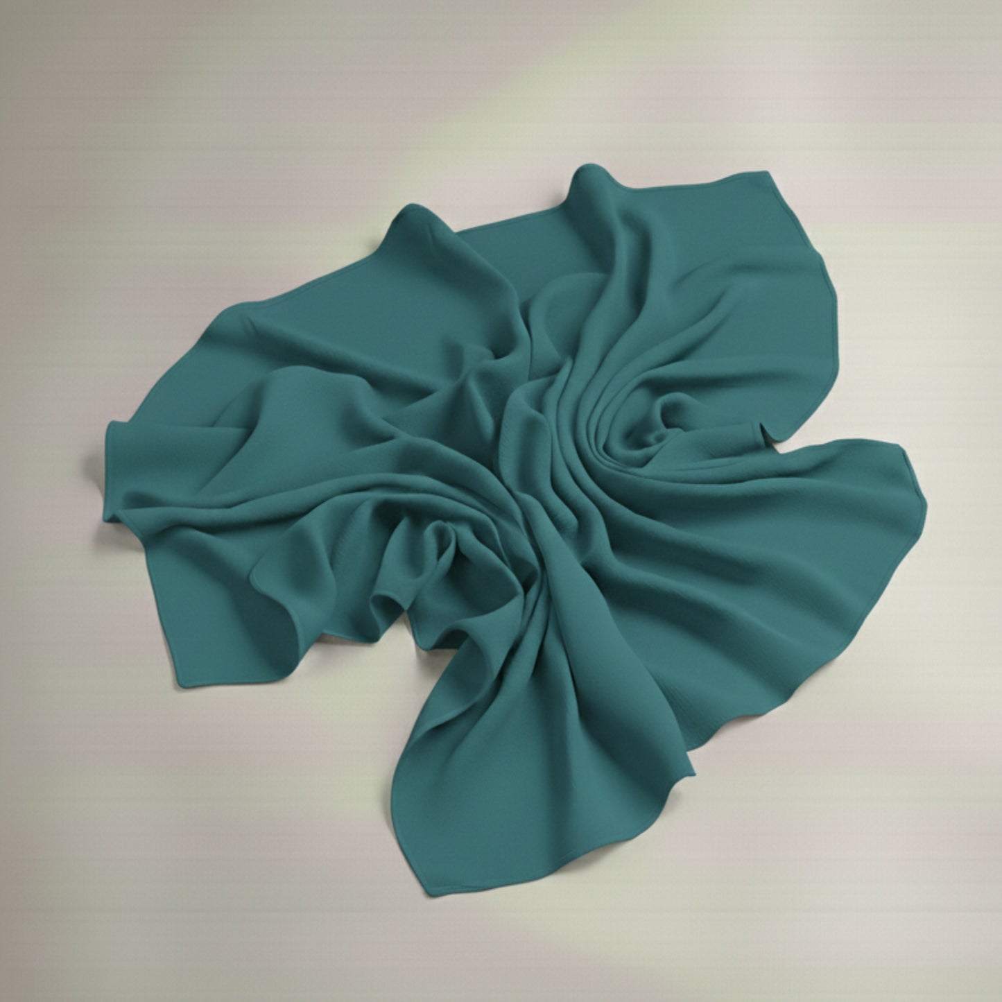 Midnight aqua georgette hijab fabric laid flat showcasing smooth airy drape