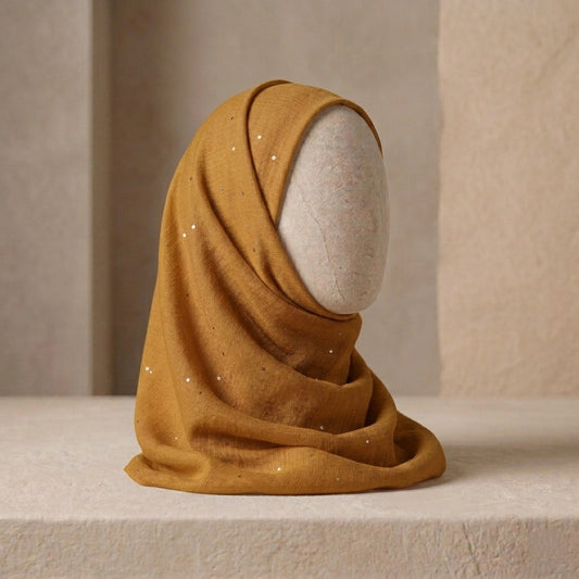 mustard lawn hijab with delicate sequin detail modest fashion scarf
